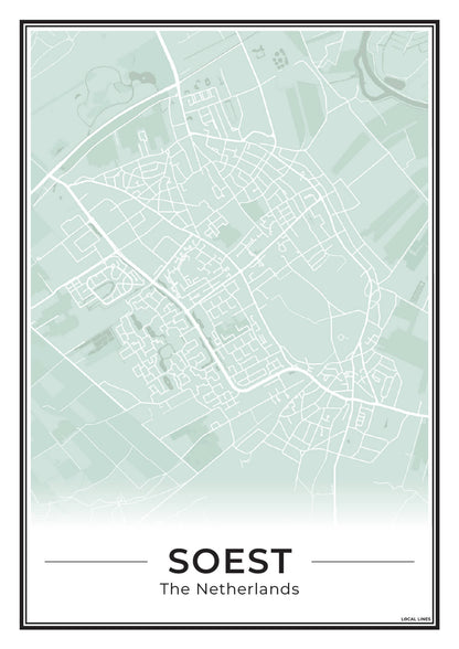 Plattegrond Soest Poster voor Woonkamer Sage