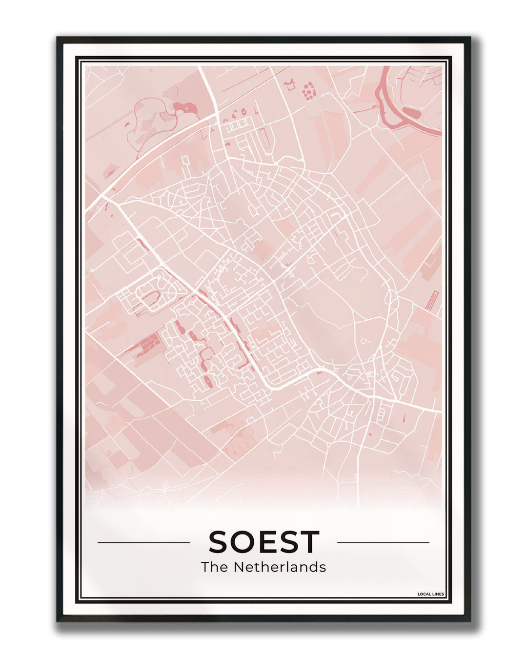 Plattegrond Soest Poster voor Woonkamer ingelijst Blush