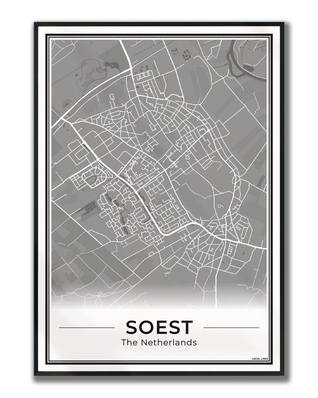 Plattegrond Soest Poster voor Woonkamer ingelijst Dark