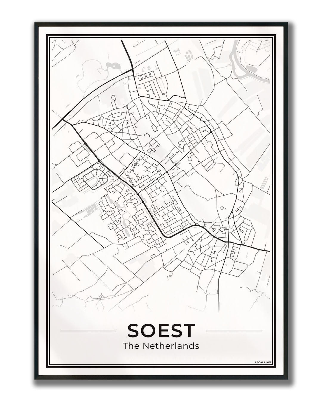 Plattegrond Soest Poster voor Woonkamer Ingelijst Light