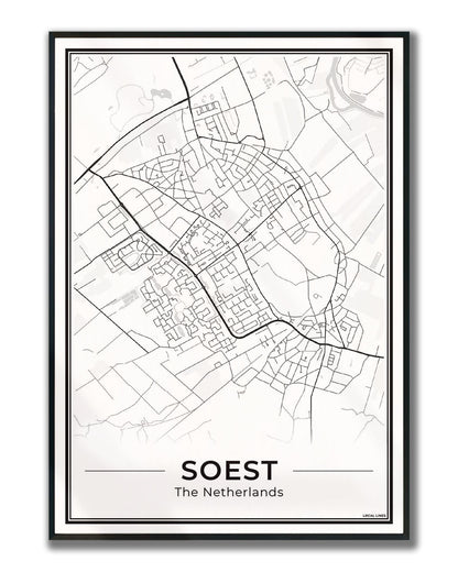 Plattegrond Soest Poster voor Woonkamer Ingelijst Light