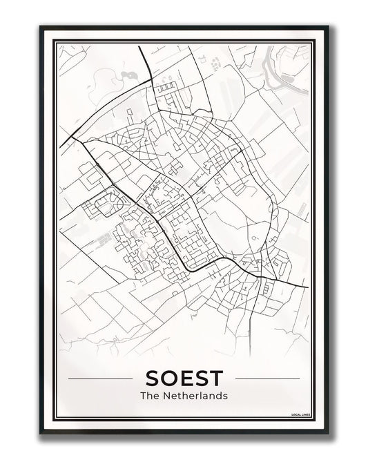 Plattegrond Soest Poster voor Woonkamer Ingelijst Light