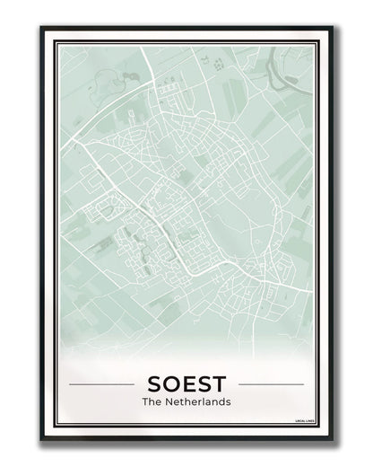 Plattegrond Soest Poster voor Woonkamer ingelijst Sage