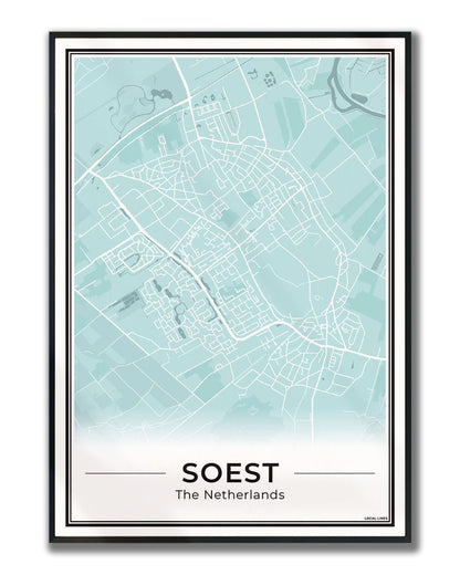 Plattegrond Soest Poster voor Woonkamer ingelijst Sky