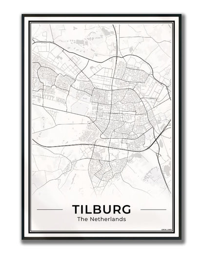 Plattegrond Tilburg Stad ingelijst Light