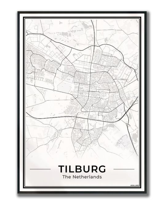 Plattegrond Tilburg Stad ingelijst Light