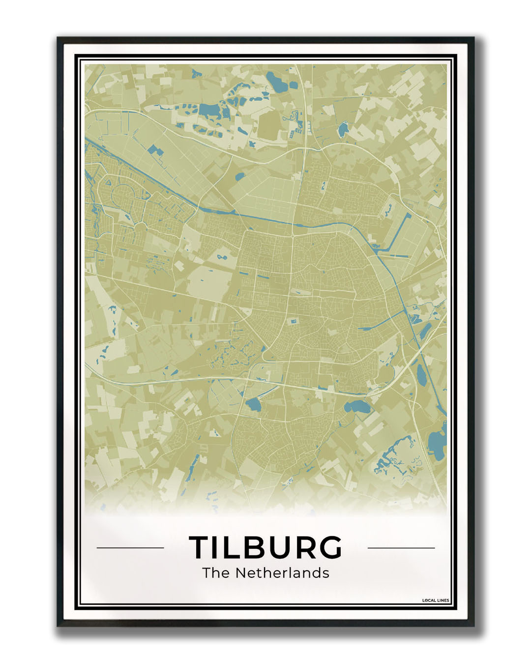 Plattegrond Tilburg Stad Ingelijst Moss