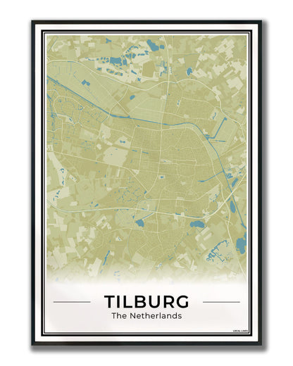 Plattegrond Tilburg Stad Ingelijst Moss