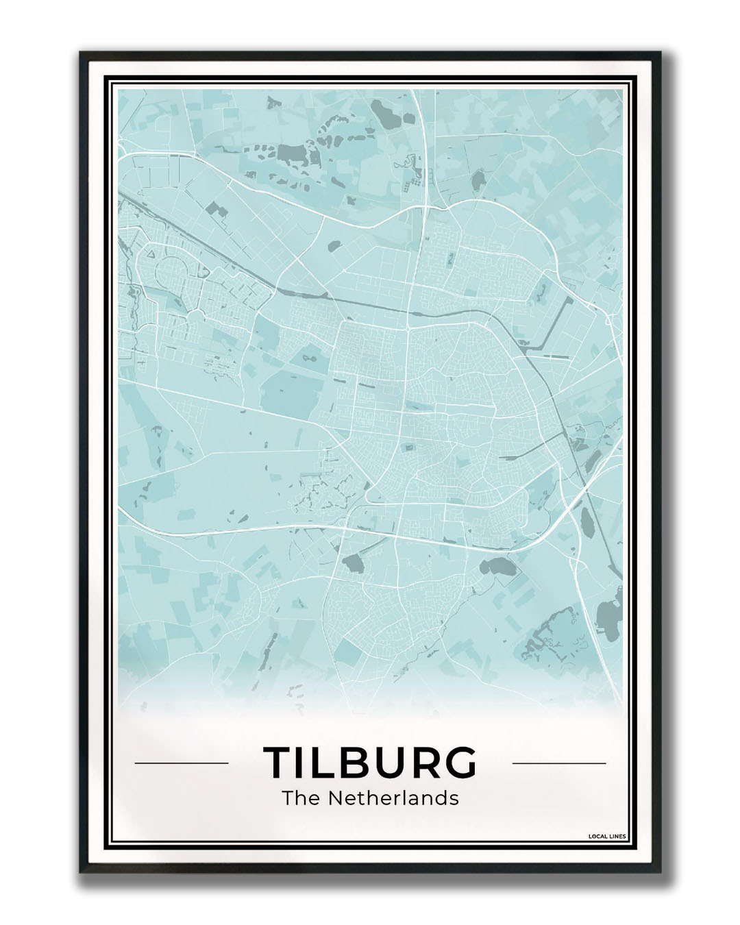 Plattegrond Tilburg Stad Sky ingelijst