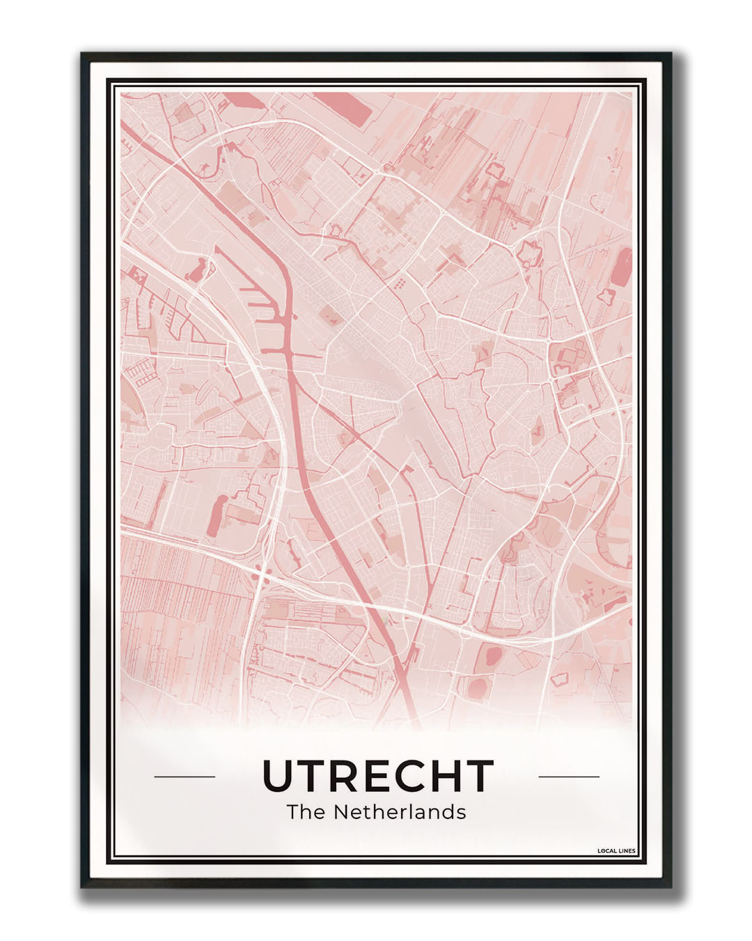 Plattegrond Utrecht Blush Ingelijst