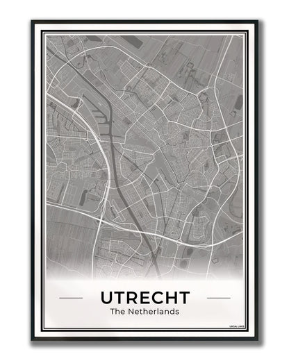 Plattegrond Utrecht Dark ingelijst