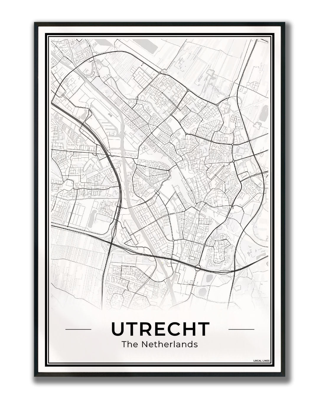 Plattegrond Utrecht ingelijst Light