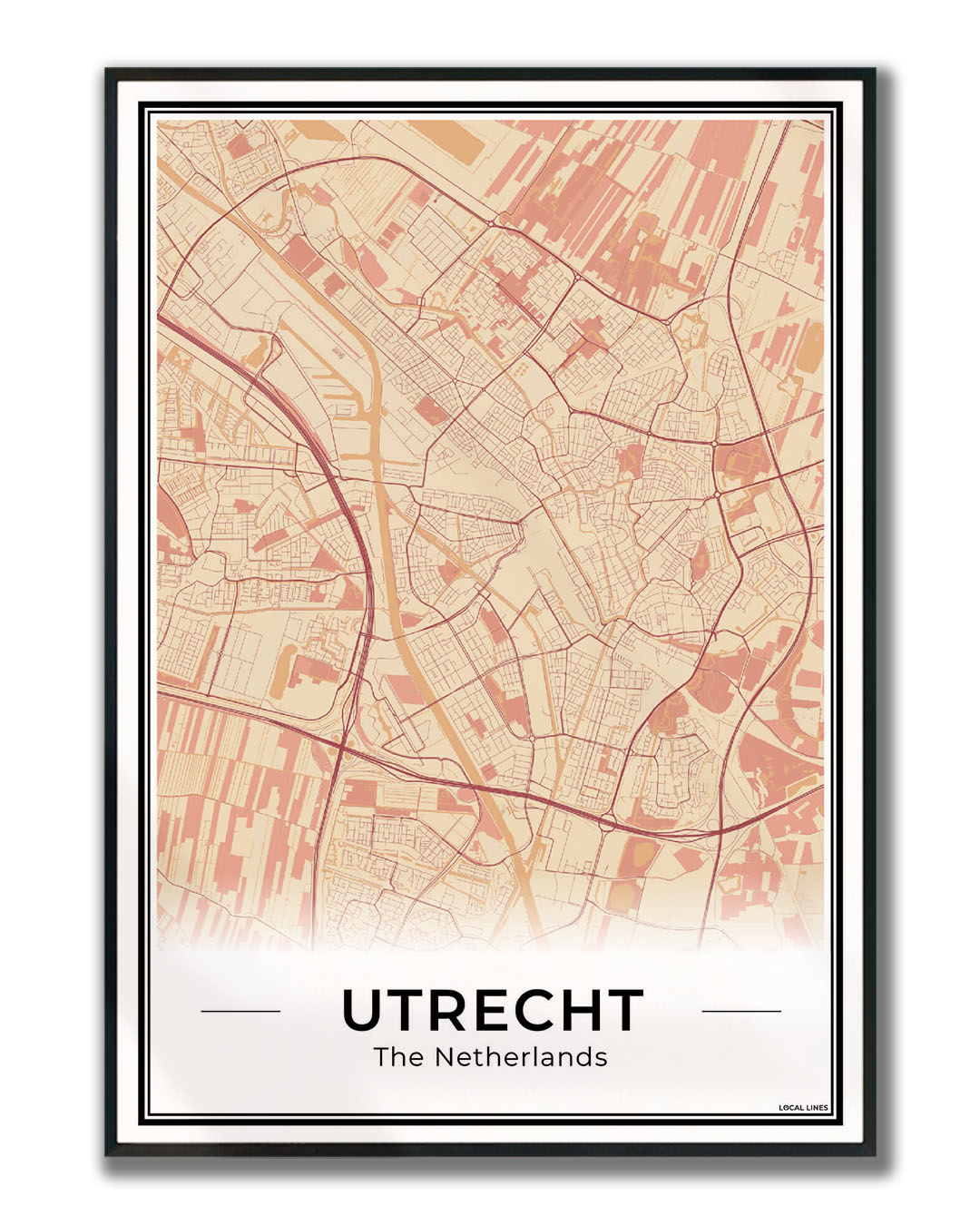 Plattegrond Utrecht Terracotta Ingelijst