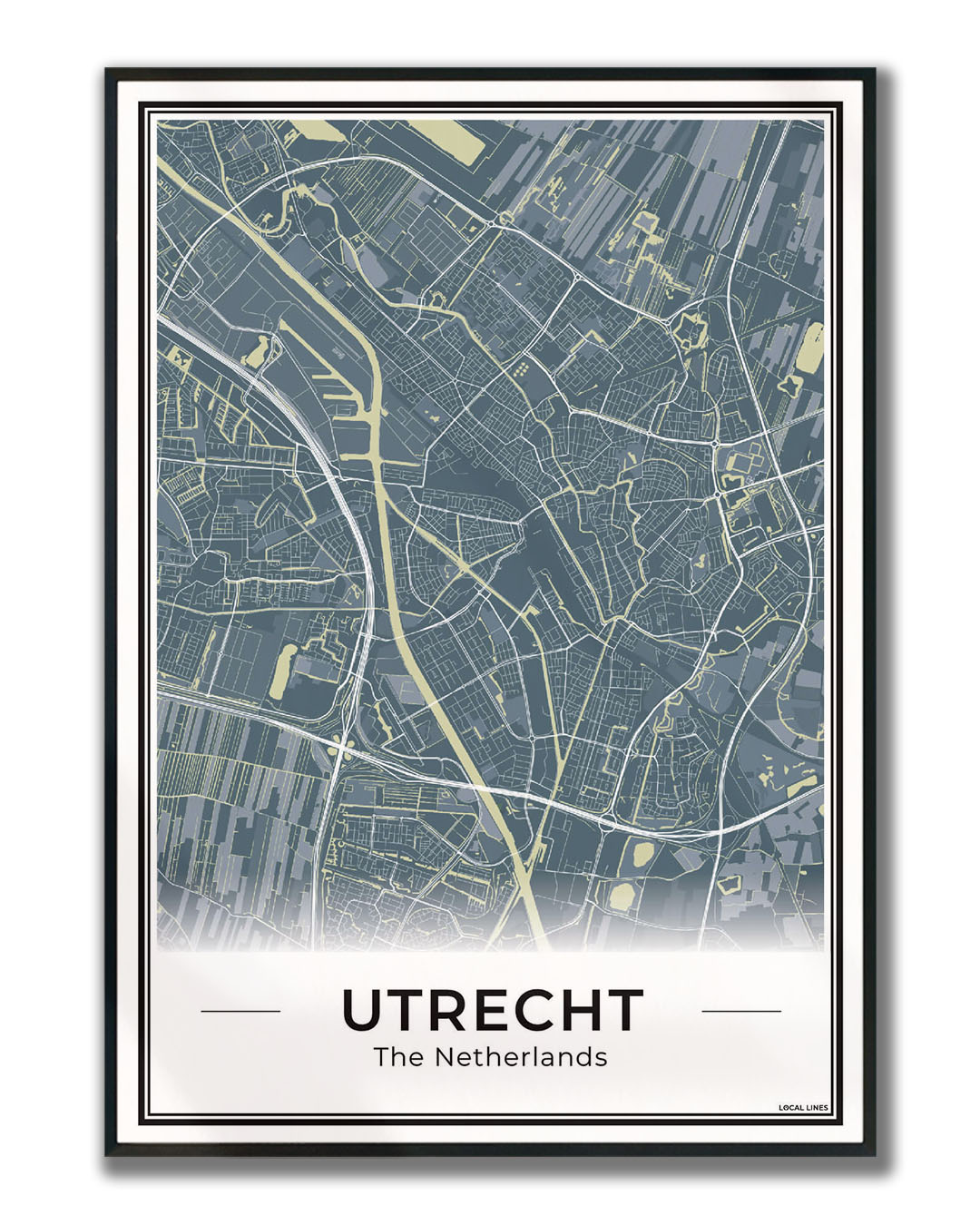 Plattegrond Utrecht Midnight Ingelijst