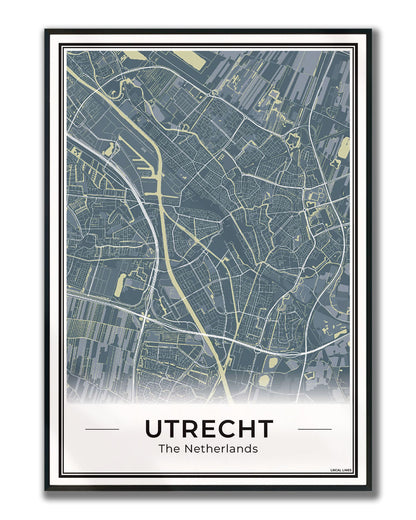 Plattegrond Utrecht Midnight Ingelijst