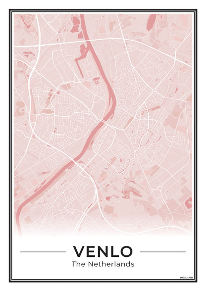 Plattegrond Venlo Poster voor Woonkamer Blush