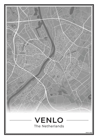 Plattegrond Venlo Poster voor Woonkamer Dark