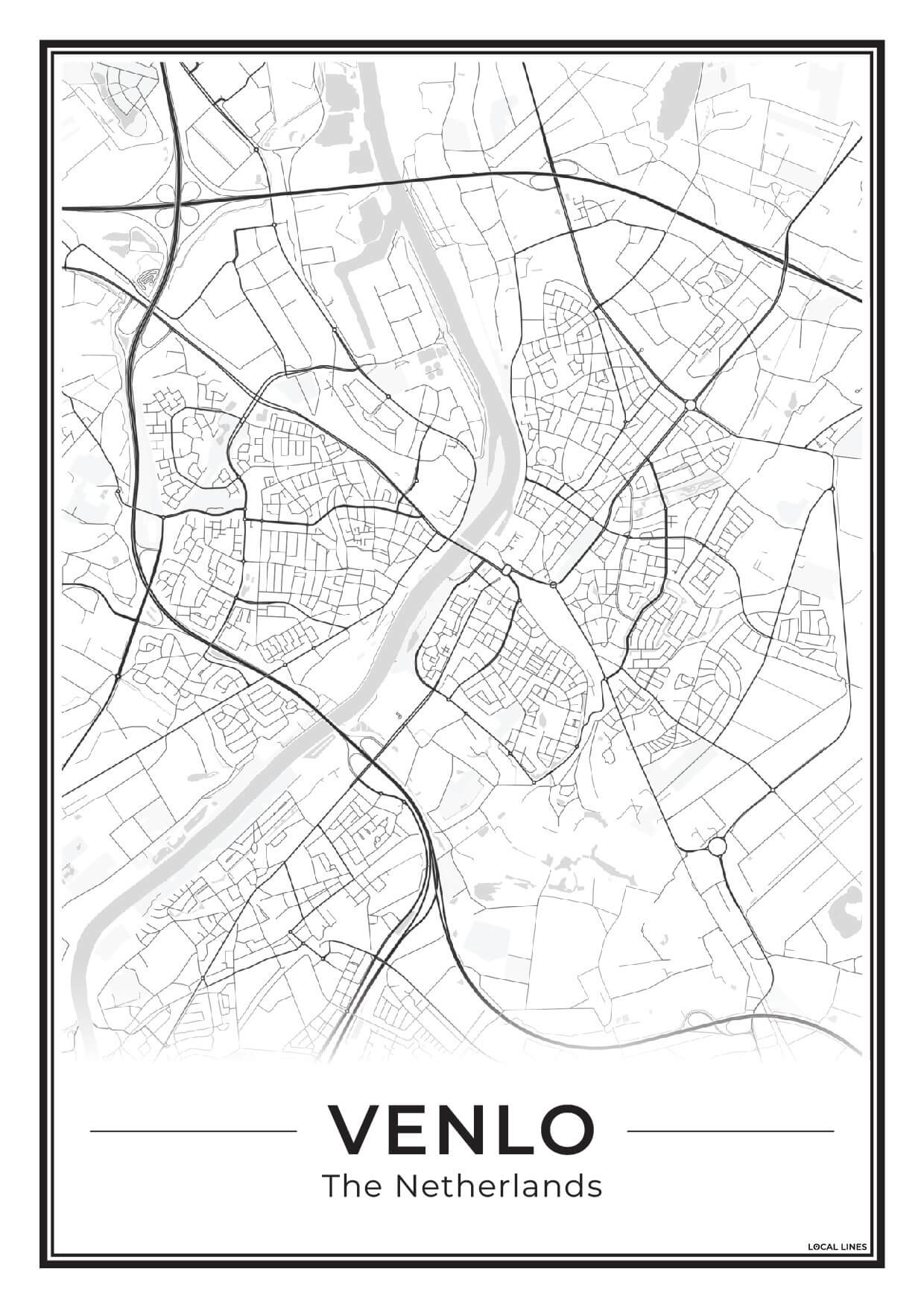 Plattegrond Venlo Poster voor Woonkamer Light