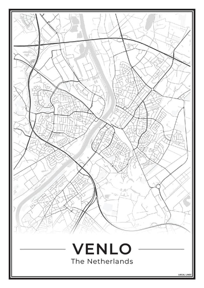 Plattegrond Venlo Poster voor Woonkamer Light