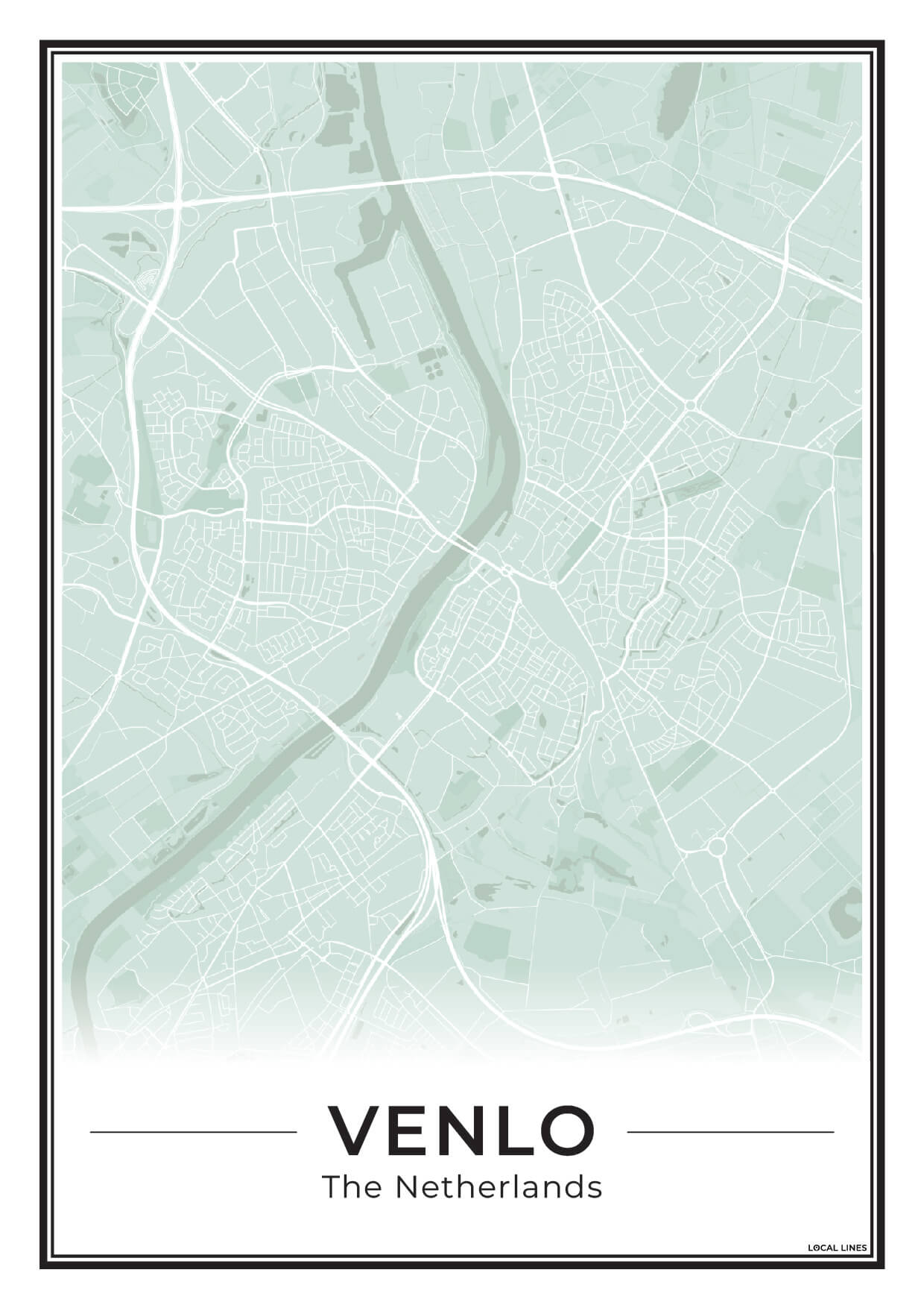 Plattegrond Venlo Poster voor Woonkamer Sage