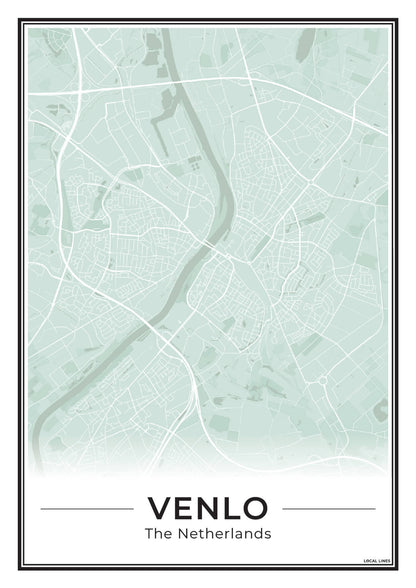 Plattegrond Venlo Poster voor Woonkamer Sage