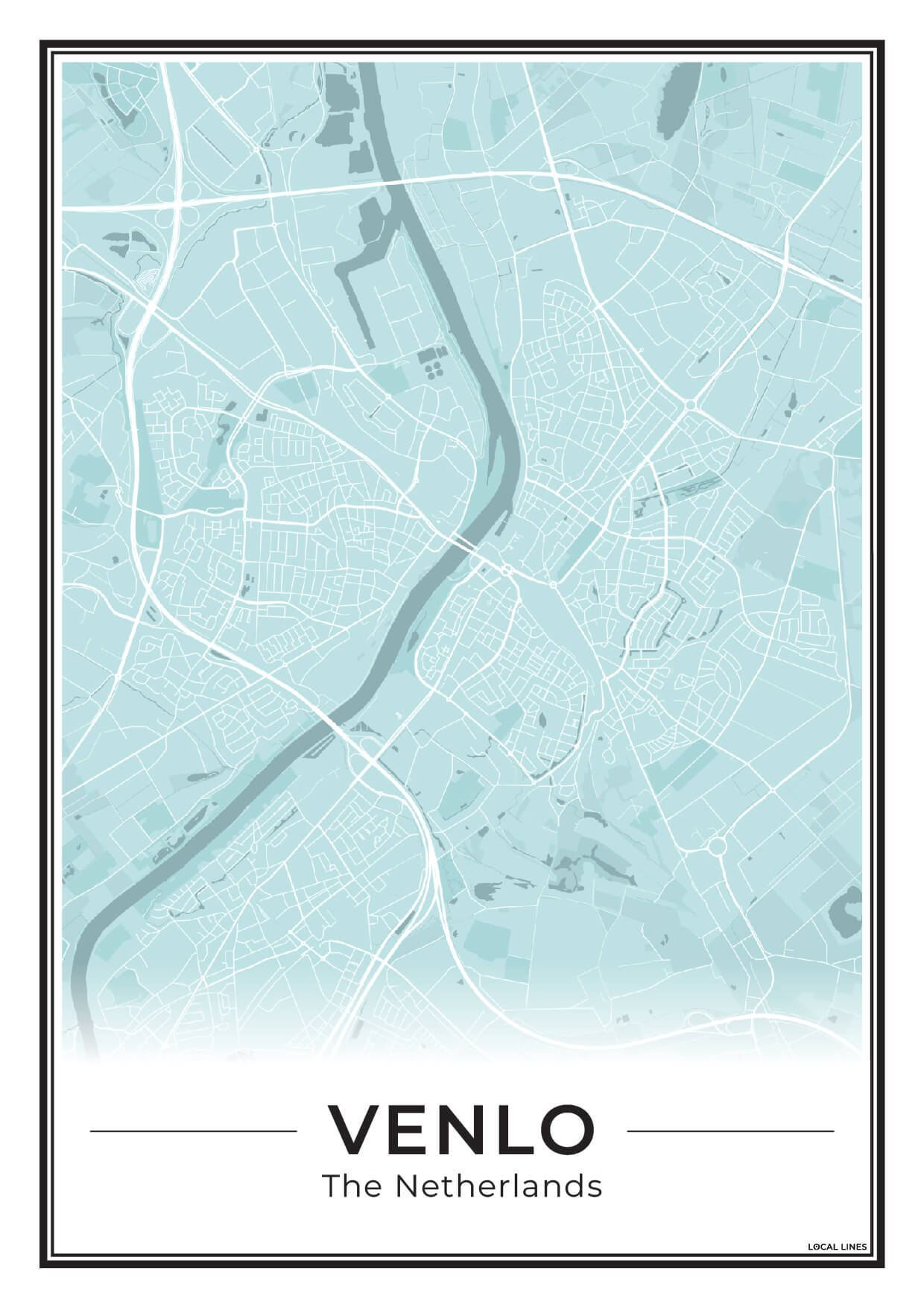 Plattegrond Venlo Poster voor Woonkamer Sky