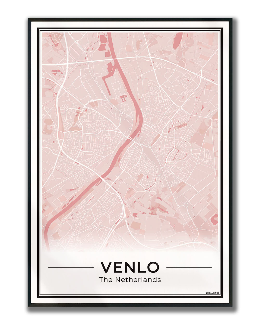 Plattegrond Venlo Poster voor Woonkamer ingelijst Blush