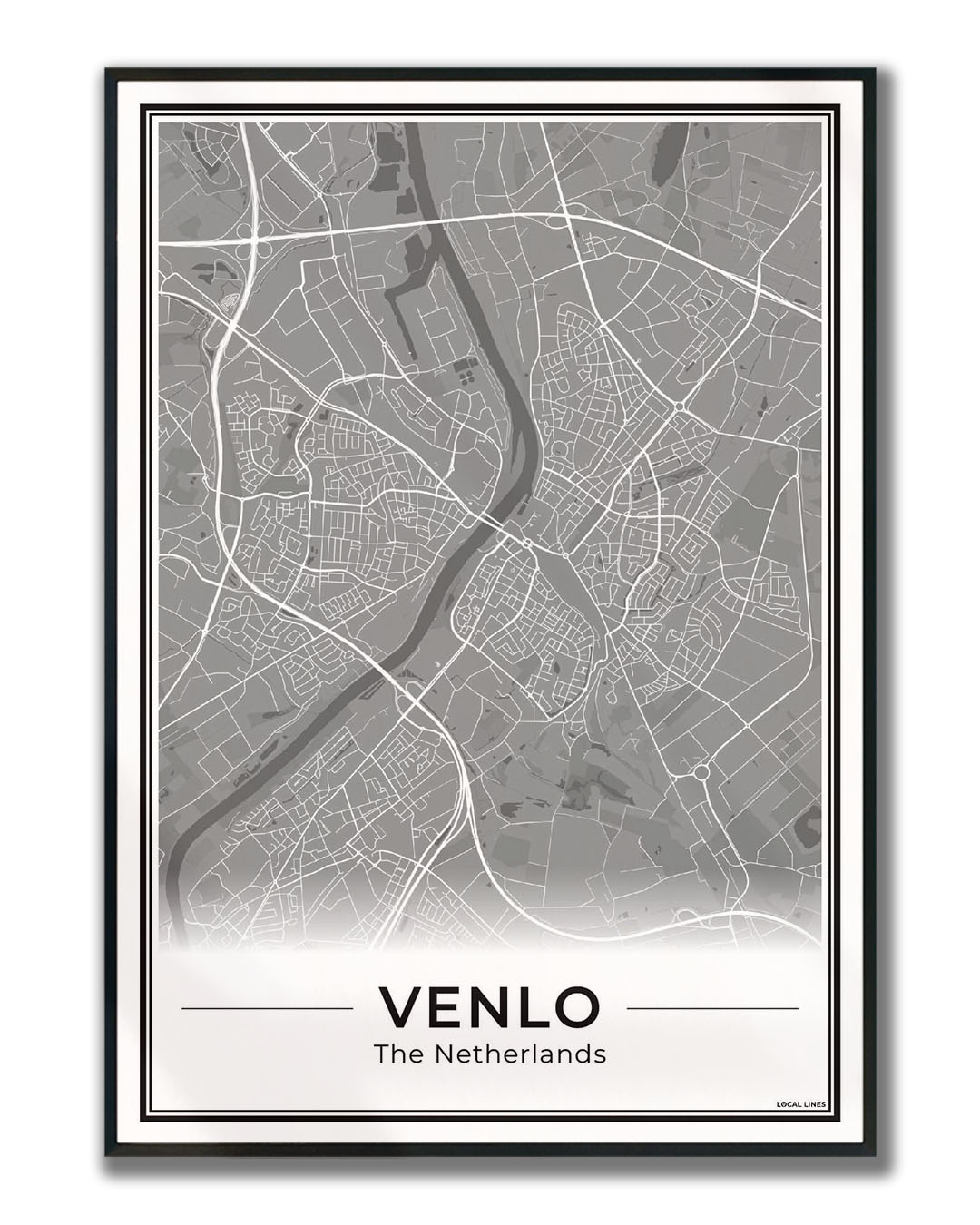 Plattegrond Venlo Poster voor Woonkamer ingelijst Dark