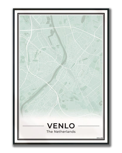 Plattegrond Venlo Poster voor Woonkamer ingelijst Sage
