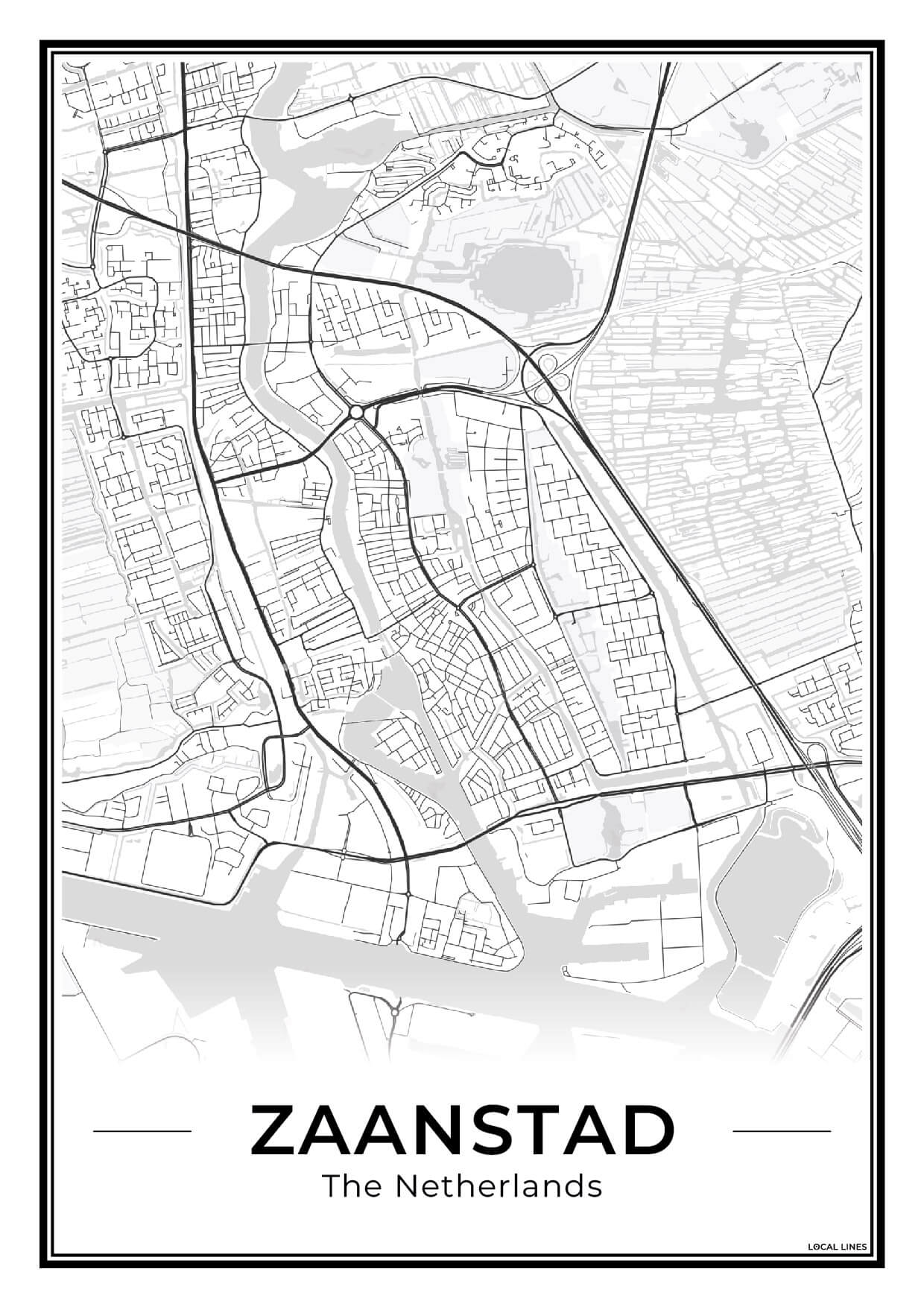 Stadskaart Zaanstad Wanddecoratie Light