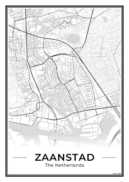 Stadskaart Zaanstad Wanddecoratie Light