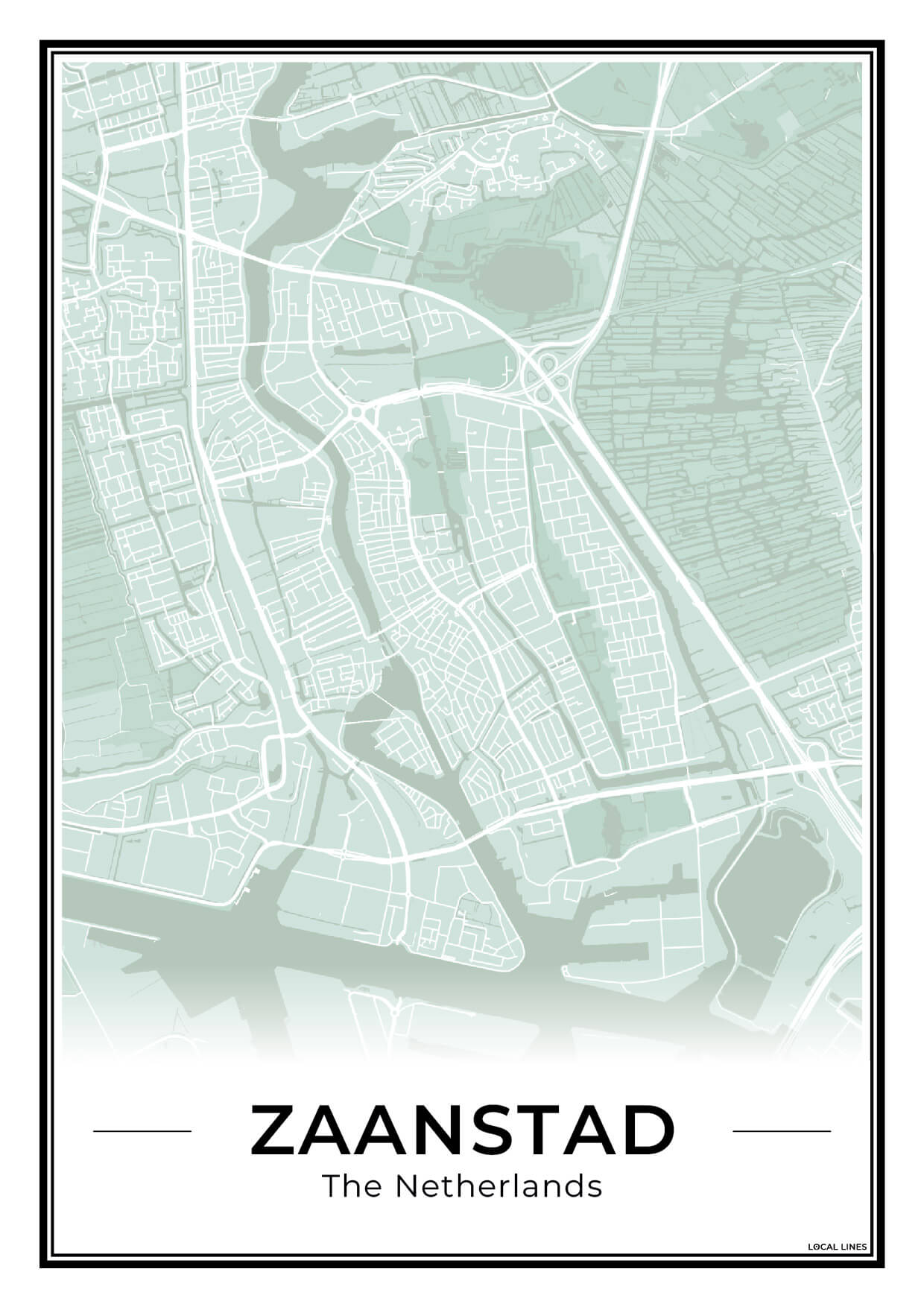 Stadskaart Zaanstad Wanddecoratie Sage
