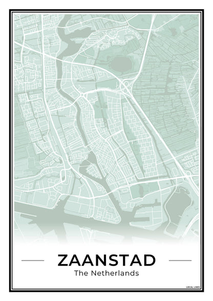 Stadskaart Zaanstad Wanddecoratie Sage
