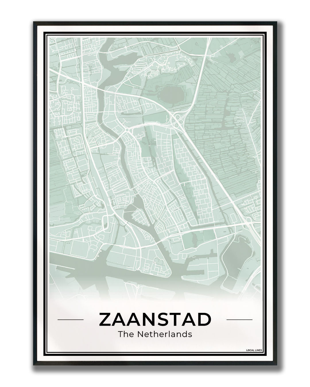 Stadskaart Zaanstad Wanddecoratie Ingelijst Sage