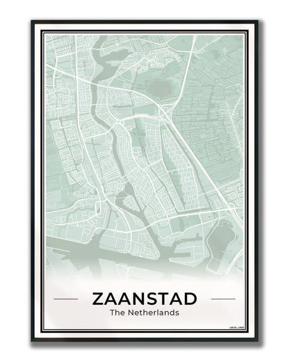 Stadskaart Zaanstad Wanddecoratie Ingelijst Sage