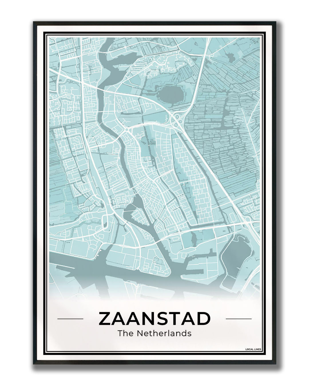 Stadskaart Zaanstad Wanddecoratie Ingelijst Sky