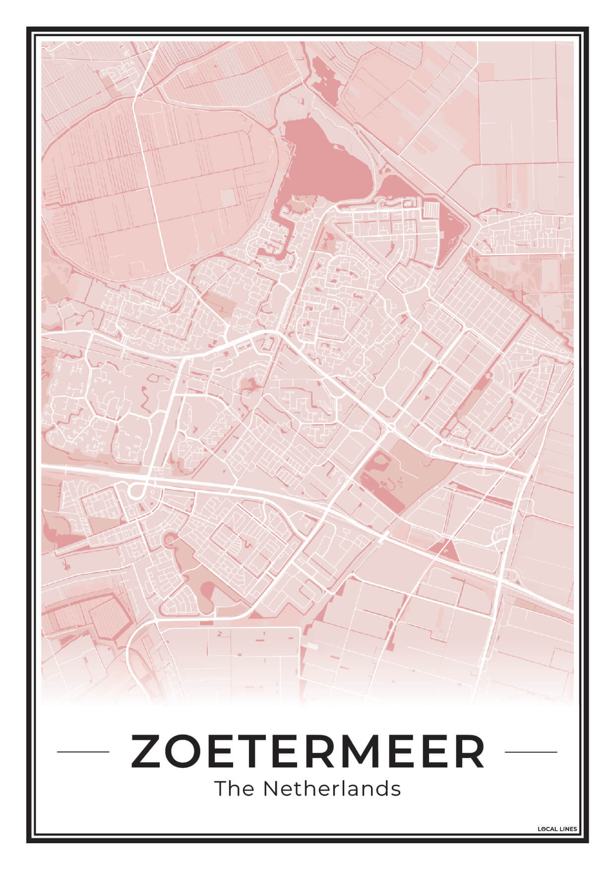 Zoetermeer Plattegrond Poster voor Woonkamer Blush