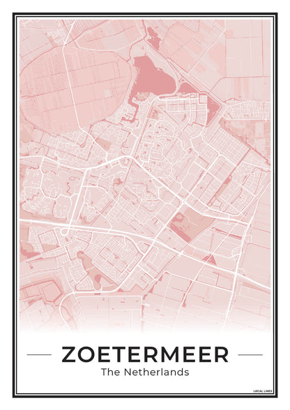 Zoetermeer Plattegrond Poster voor Woonkamer Blush