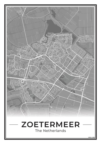 Zoetermeer Plattegrond Poster voor Woonkamer Dark