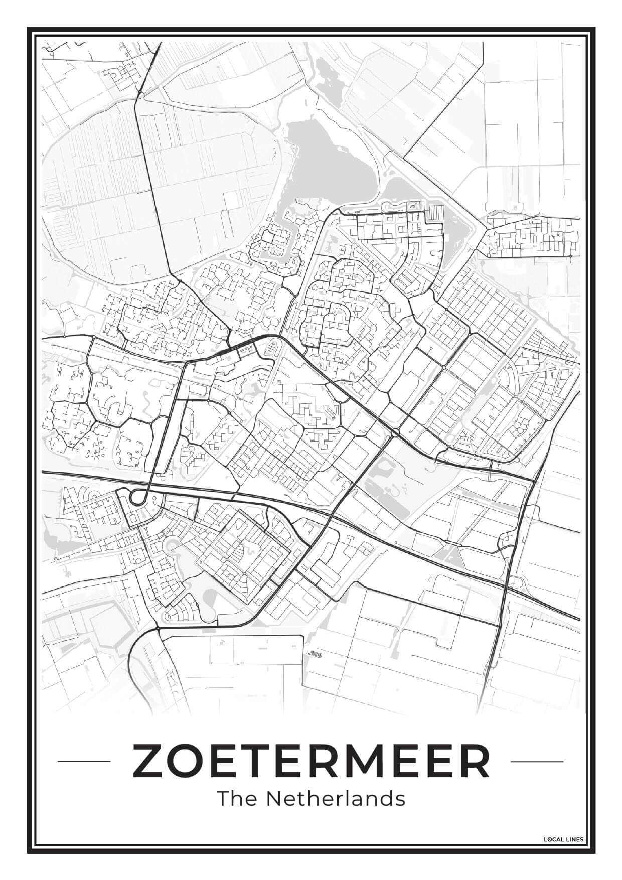 Zoetermeer Plattegrond Poster voor Woonkamer Light
