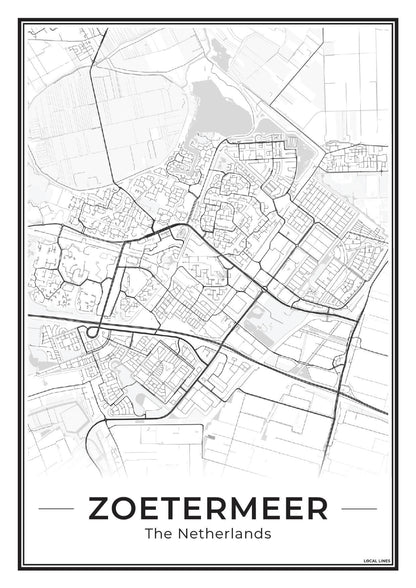 Zoetermeer Plattegrond Poster voor Woonkamer Light