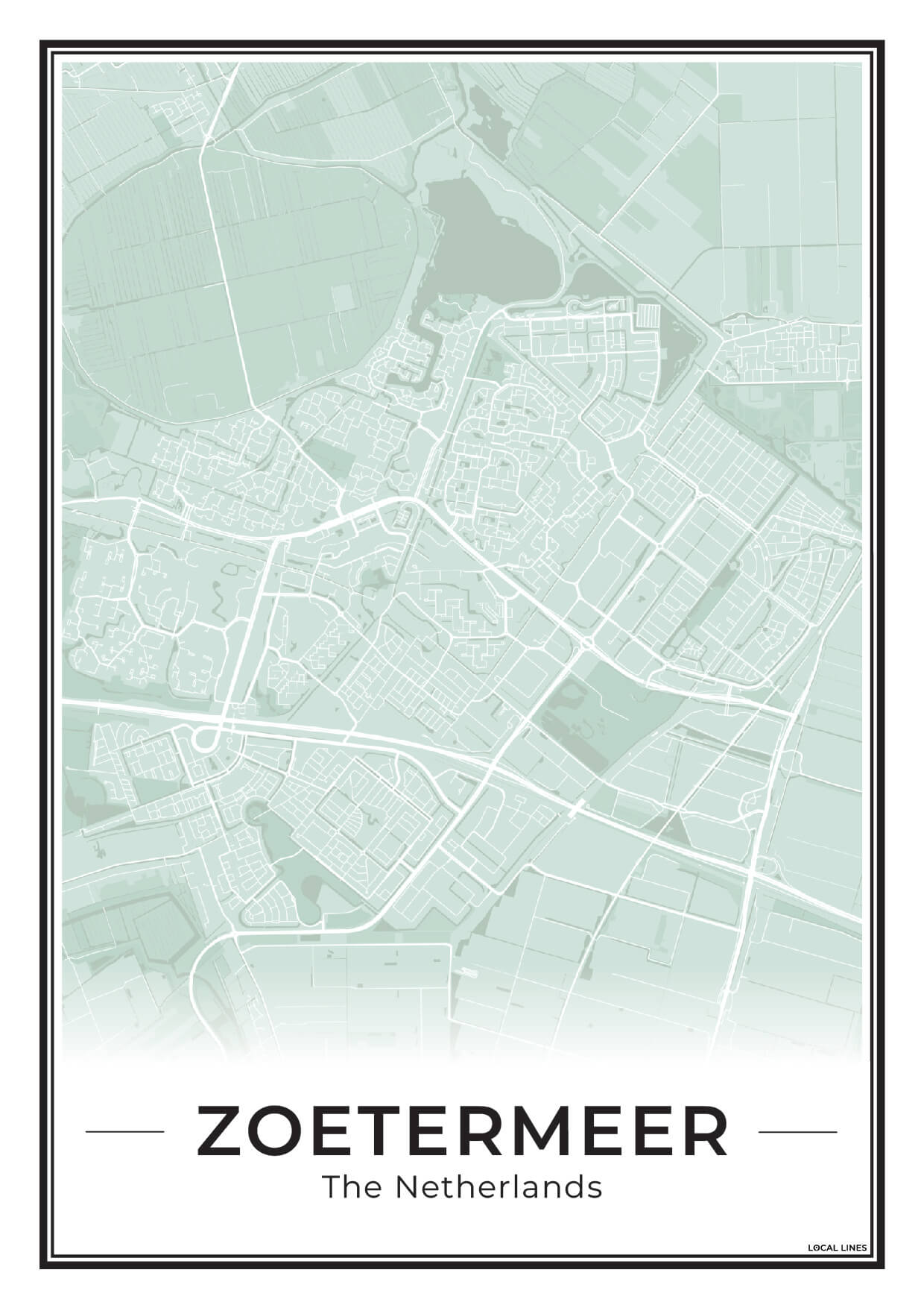 Zoetermeer Plattegrond Poster voor Woonkamer Sage