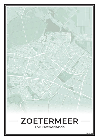 Zoetermeer Plattegrond Poster voor Woonkamer Sage