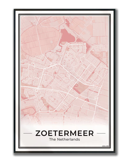 Zoetermeer Plattegrond Poster voor Woonkamer ingelijst Blush