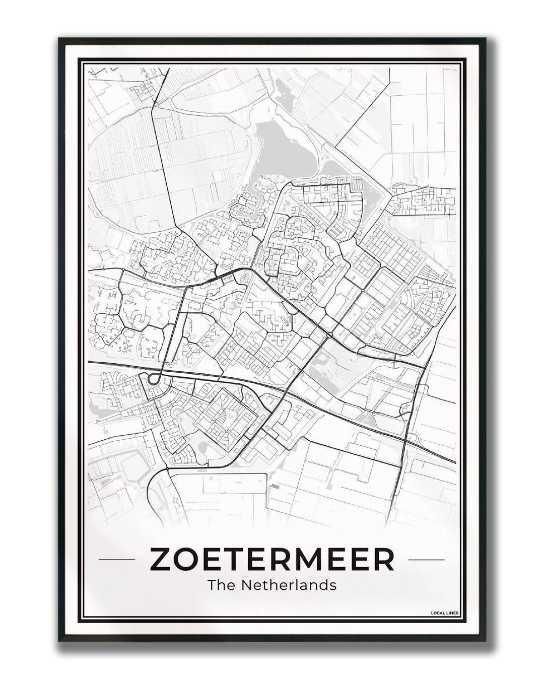 Zoetermeer Plattegrond Poster voor Woonkamer ingelijst Light