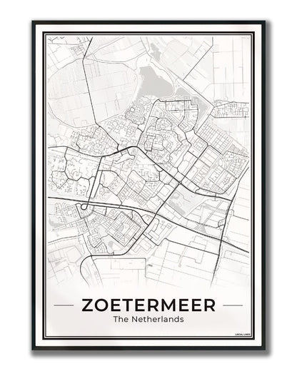 Zoetermeer Plattegrond Poster voor Woonkamer ingelijst Light