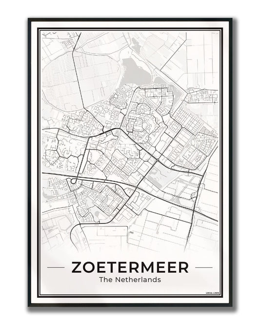 Zoetermeer Plattegrond Poster voor Woonkamer ingelijst Light