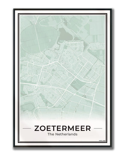 Zoetermeer Plattegrond Poster voor Woonkamer ingelijst Sage