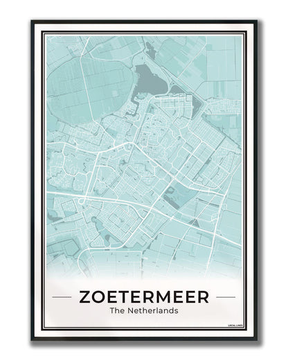 Zoetermeer Plattegrond Poster voor Woonkamer ingelijst Sky