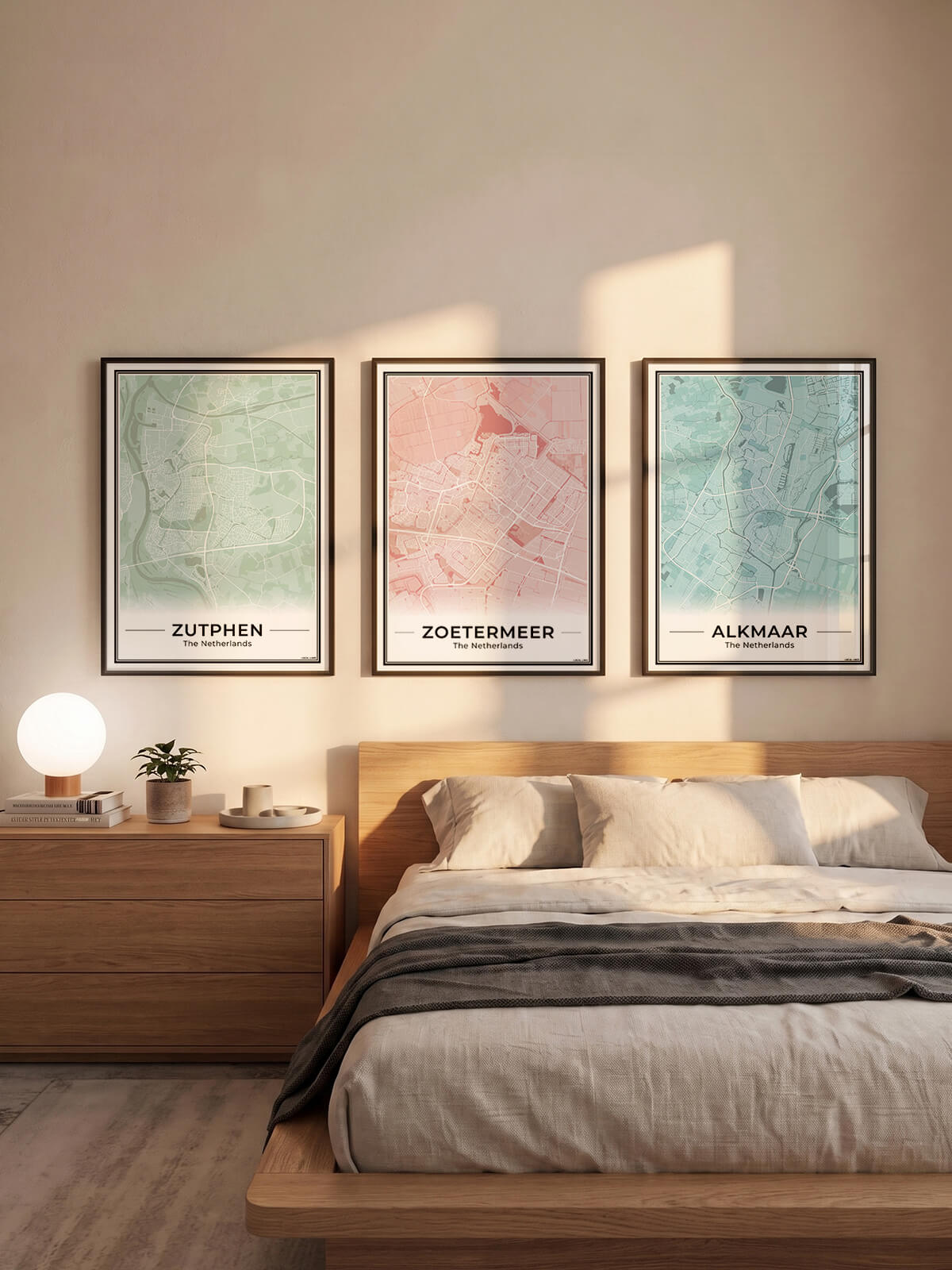 Zoetermeer Plattegrond Poster voor Woonkamer in Slaapkamer in 3 kleuren Algemeen